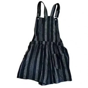 No Boundries Blue Striped Knit Shortalls Overalls‎ Girls Size XS (1)